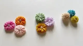 3 Ways Making Quickly Woolen Flower with Folk - Quickly Tutorial - Woolen Flower Design