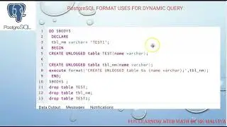 How to use Format in PostgreSQL | FORMAT uses in PostgreSQL function and Proc DYNAMIC QUERY #VD82