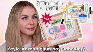 $39 STYLE KOREAN GLAM BOX UNBOXING & SWATCHES! Viral KBeauty Skincare & Makeup 🤍