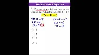 Absolute Value Equation - Solve || Algebra || Math Practice #shorts #maths #algebra #mathematics