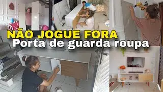 OLHA O QUE EU FIZ COM PORTAS DE GUARDA ROUPA VELHO