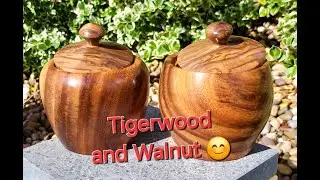 Tigerwood and Walnut Utility Box. #tigerwood #woodturning #woodlathe #latheprojects