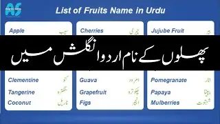 List of Fruit Name in Urdu | fruits vocabulary in Urdu | phloon ke naam | پھلوں کے نام اردو میں