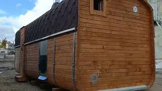 5м боковой вход. Обзор. Купить баню-бочку .