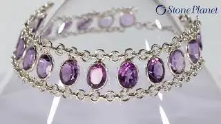 Silver bracelet with amethyst