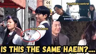 Haein trying to put his hand on Somin's hand, haein seems flustered & confused while watching Somin