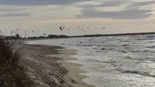 Oct 29, 2022. Klaipeda, kite surfers.