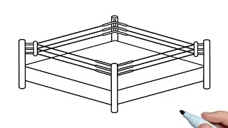 How to draw a Boxing Ring step by step | Drawing wrestling ring easy