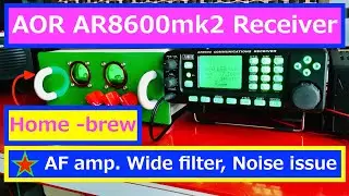 AOR AR8600 mk2 Receiver listening ham radio. Collins wide filter, Home brew AF amp VU Meter