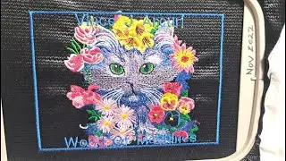 Brother PE900 embroidering my cat design