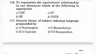 Unit V Indexing MCQ 101 to end of LIS for KVS, MPPSC, SET, DSSSB and other Librarians exam.