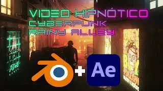 Escenario cyberpunk creado en Blender 3D y After Effects
