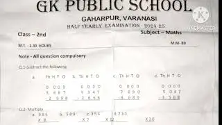 Class 2nd - MATHS ||  Half Yearly Question Paper 2024