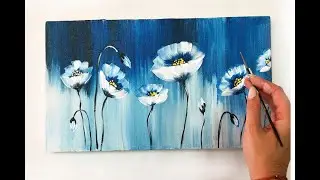 How to paint Flowers/ Demo /Acrylic Technique on canvas by Julia Kotenko