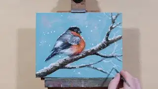 Oil Painting | Bullfinch | Birds | Real-Time