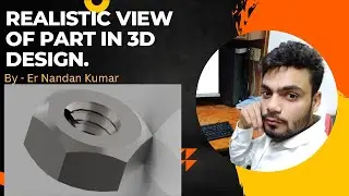 Polished mild steel nut 3D design.