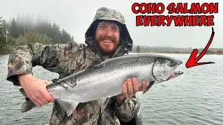 Flurry Coho SALMON Fishing (After Running OUT OF GAS in the Boat)