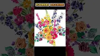 COLORFUL FLOWERS GROUP DRAWING Final in Procreate  #rosedrawing #procreate #drawing #digitalart #art