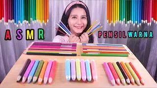 ASMR MAKAN PENSIL WARNA | EATING  COLOR PENCILS | SCHOOL SUPPLIES |EDIBLE | 