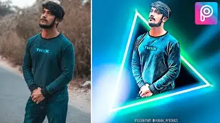 Como editar fotos PicsArt app celular (tutorial luz neon, triangle light sticker, cartoon, desenho)