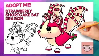 How To Draw Strawberry Shortcake Bat Dragon Pet | Roblox - Adopt Me Winter | Cute Drawing Tutorial