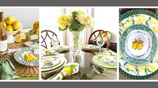 Yellow & Green Chinoiserie Tablescape | Green Chinoiserie and Lemon Table Decor