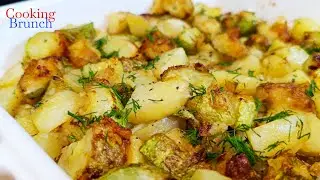 Oven-baked potatoes with zucchini. My favorite zucchini recipe!