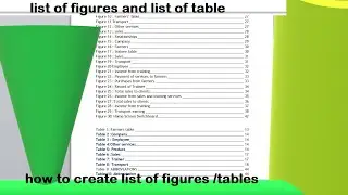 How to createTable of Figure and list of tables