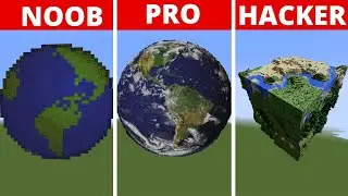 Pixel Art NOOB VS PRO VS HACKER Planet Earth in Minecraft