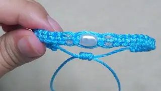 HERMOSA Pulsera Celeste de Hilo!!! PERLA#tutorial #bracelet #pulseradehilo