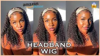 CURLY HEADBAND WIG FROM AMAZON!(No Glue, No Lace) | Worth The Hype?