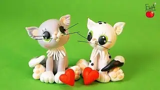WHITE CAT ♡ KOT- polymer clay tutorial - Valentine's Special