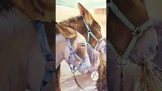 How to Paint Donkeys in Watercolour #shorts #watercolorpainting #artutorial #painting #donkeys