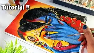 Maa kali drawing with watercolor ❤️ | Kali durga drawing | Kali mata drawing