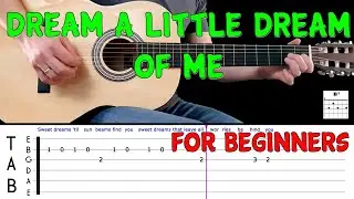 DREAM A LITTLE DREAM OF ME | Easy guitar melody lesson for BEGINNERS w/tabs - Mamas and the Papas