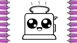 How to draw a cute toaster step by step