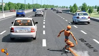СКЕЙТБОРД С ДВИГАТЕЛЕМ! ОПАСНЫЕ ШАШКИ НА ДОСКЕ | BeamNG.drive