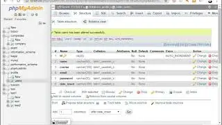 PHP Project  Creating users table in mysql database