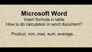 How to add formula in Microsoft word document? Insert Table formula word