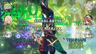 Ibis Piercer x C0 Tighnari Aggravate & Super Bloom - Genshin Impact 3.7 - Spiral Abyss 12 (9★)
