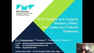 IETF Reliable and Available Wireless (RAW): Use Cases and Problem Statement | IETF | IETF RAW WG