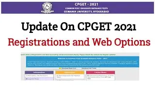 Update on CPGET 2021| Registrations | Web options|cpget results