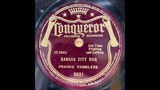 Prairie Ramblers w/ Tex Atchison "Kansas City Rag" 1937 Hillbilly Old Time Fiddling 78 RPM