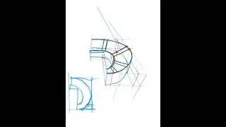 Curved, segmented form in 2 point perspective