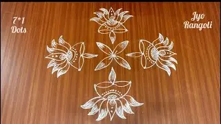 Diwali Special Rangoli🪔7*1 dots Friday muggu🪔Kolam🪔Festive Rangol🪔Pandaga Muggulu🪔Jyo Rangoli🪔