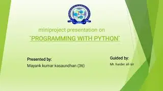 python presentation ll presentation on PROGRAMMING WITH PYTHON  ll #python #pythonprogramming