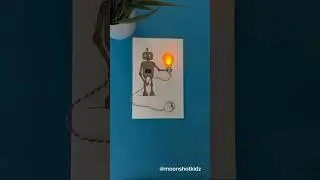 DIY “Robot with a lightbulb” interactive card. Easy and fun paper electronics project for beginners