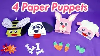 Paper Hand Puppets - 4 Easy talking animal puppets