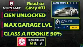 Asphalt 9 - F2P RTG #71 | Cien unlocked. Max Garage Level , Class A Rookie Season 50%