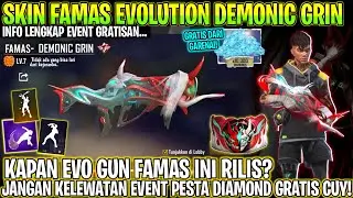 FREE FIRE! BOCORAN EVENT GRATIS,EVO GUN FAMAS DEMONIC GRIN,EVENT EMOTE,DIAMOND GRATIS,FF X SLAVA DLL